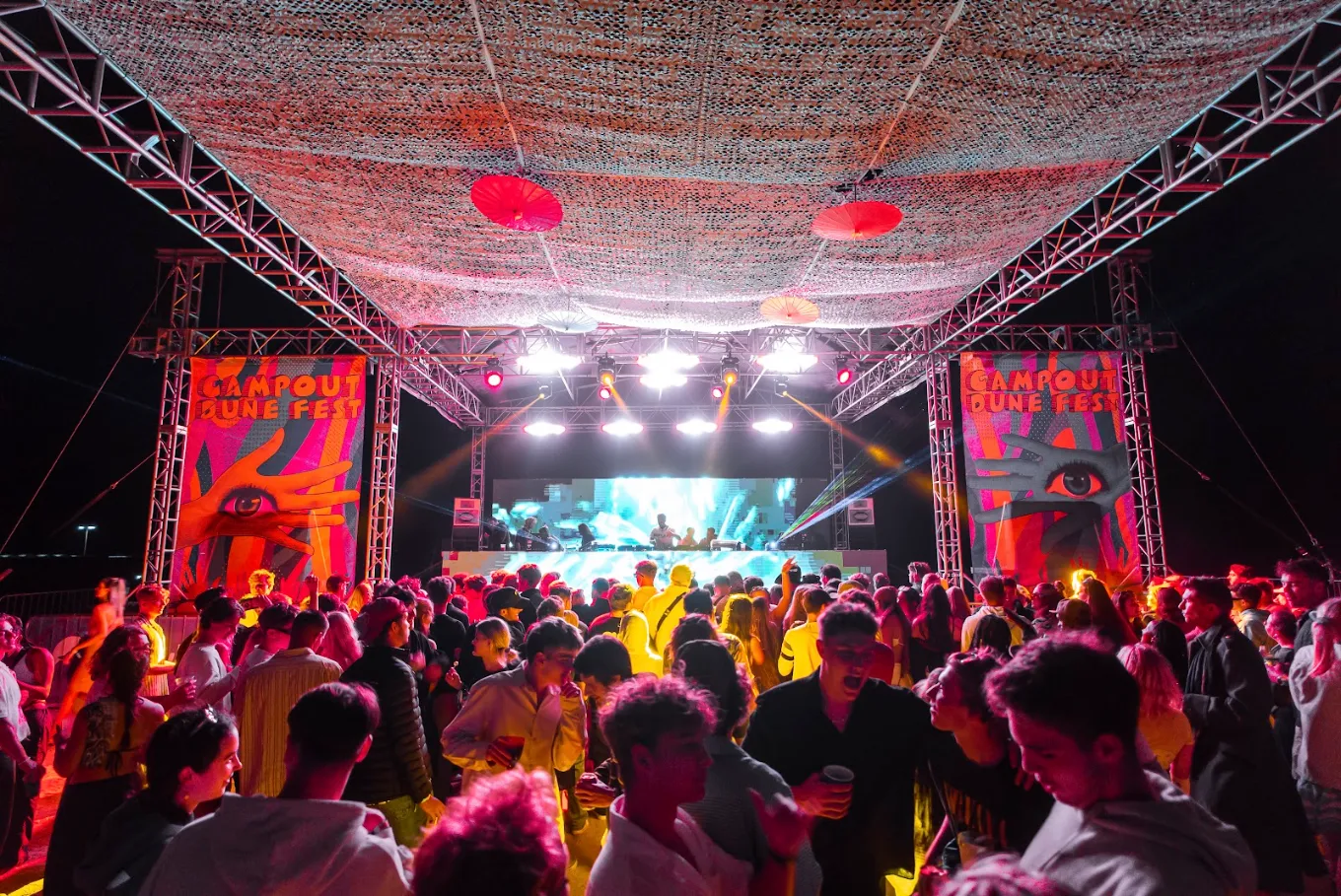 Campout Dune Fest — Full production takeover — trussing, LED walls and lighting under the dunes.